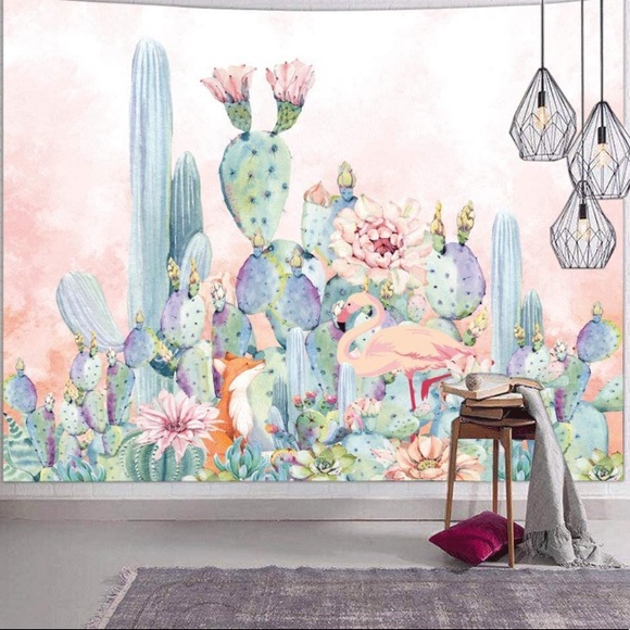 Hippie Flamingo Cactus Plant Garden Wall Decor/Art - Picture 5 of 6